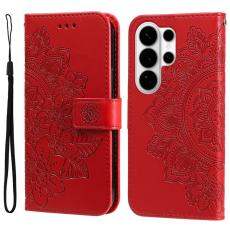 OEM - Samsung Galaxy S26 Ultra Pl&aring;nboksfodral Konstl&auml;der Blomm&ouml;nster - R&ouml;d