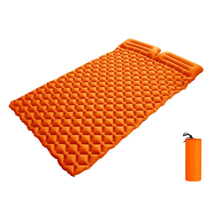 OEM - Rombus-Luftmadrass för Camping, Dubbel Person, Med Kudde - Orange