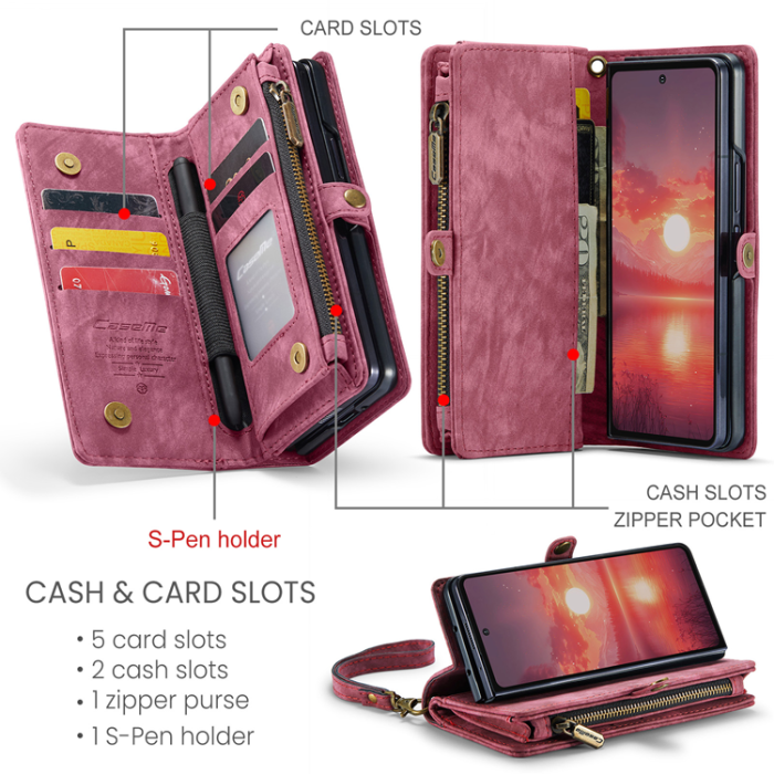 Caseme - CASEME Galaxy Z Fold 7 Plånboksfodral Med Rem - Röd
