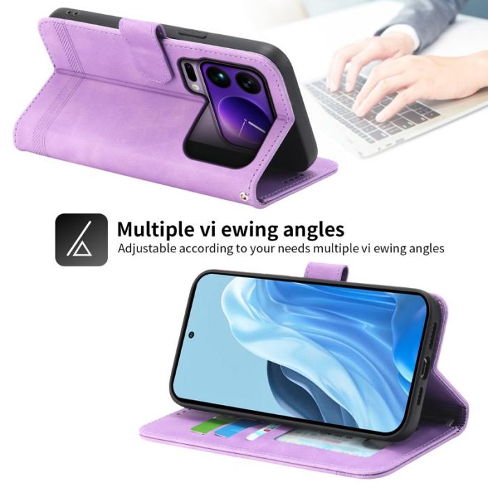 DIERFENG - DIERFENG DF-03 Plånboksfodral för Xiaomi 17 Pro Max - Konstläder - Lila