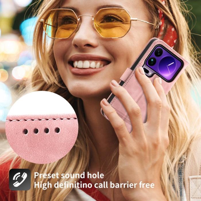 DIERFENG - DIERFENG DF-03 Plånboksfodral för Xiaomi 17 Pro Max - Konstläder - Rosa