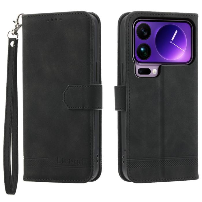 DIERFENG - DIERFENG DF-03 Plånboksfodral för Xiaomi 17 Pro Max Konstläder - Svart