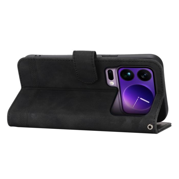 DIERFENG - DIERFENG DF-03 Plånboksfodral för Xiaomi 17 Pro Max Konstläder - Svart