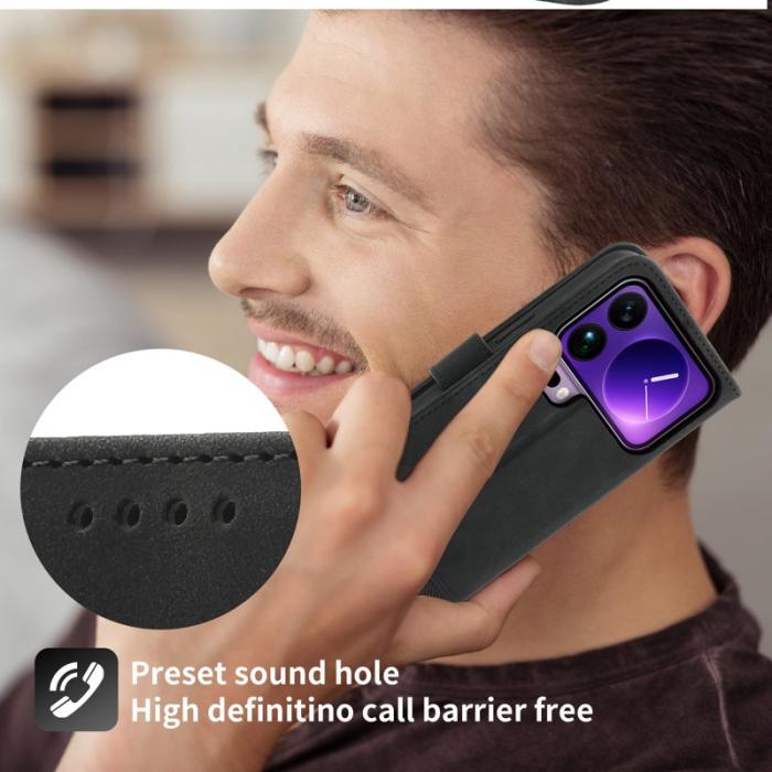 DIERFENG - DIERFENG DF-03 Plånboksfodral för Xiaomi 17 Pro Max Konstläder - Svart