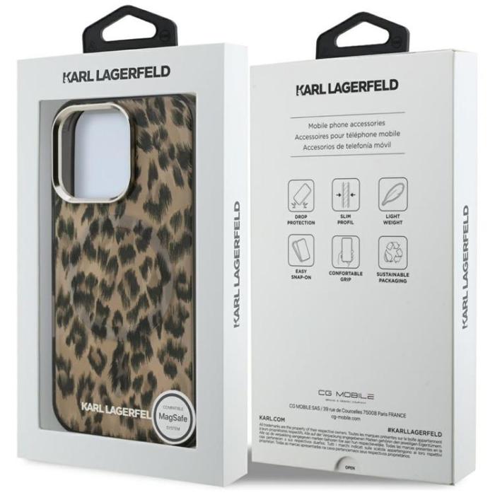 KARL LAGERFELD - Karl Lagerfeld iPhone 16 Pro Mobilskal MagSafe IML Leopard - Brun