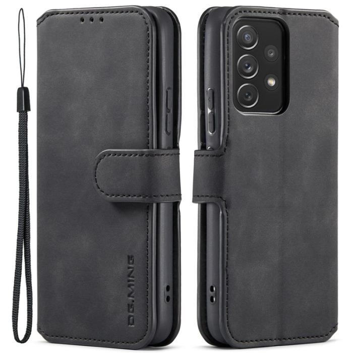 DG.MING - DG.MING Stand Wallet Mobilskal Retro KonstLäder för Samsung A53 5G - Svart