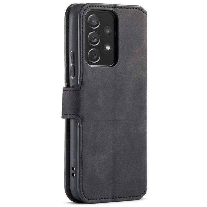 DG.MING - DG.MING Stand Wallet Mobilskal Retro KonstLäder för Samsung A53 5G - Svart