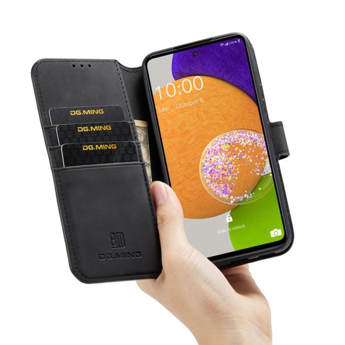 DG.MING - DG.MING Stand Wallet Mobilskal Retro KonstLäder för Samsung A53 5G - Svart