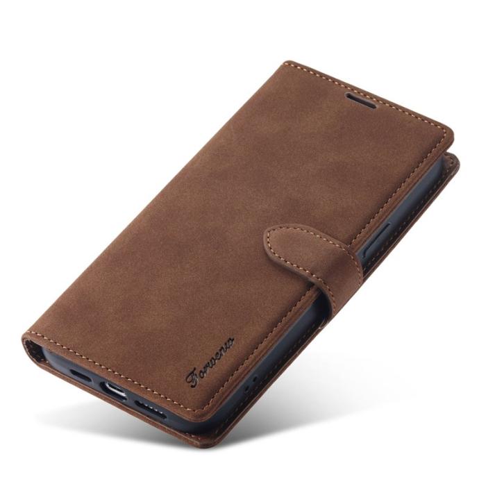 FORWENW - FORWENW F1 Series iPhone 15 Plånboksfodral Konstläder - Brun