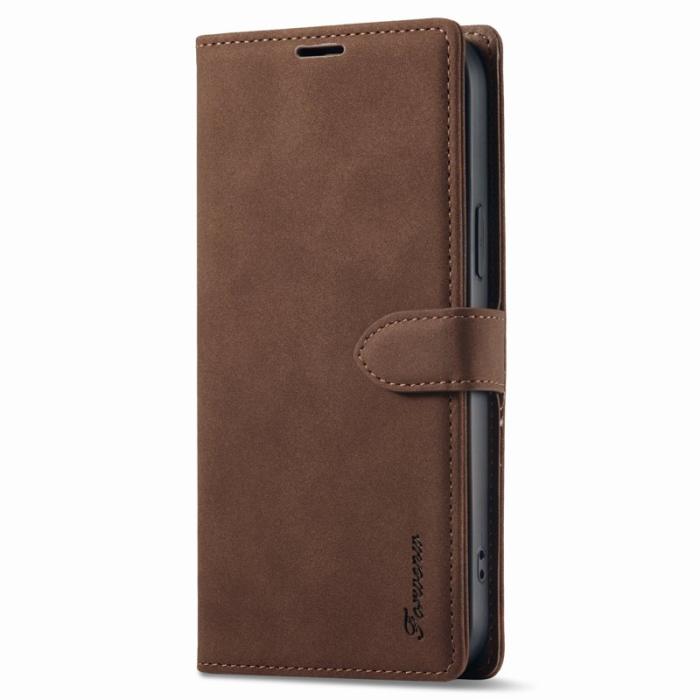 FORWENW - FORWENW F1 Series iPhone 15 Plånboksfodral Konstläder - Brun