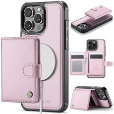JEEHOOD - JEEHOOD J09 Fodral iPhone 13 Pro Max 6.7 tum KonstL&auml;der RFID-Skydd Rosa