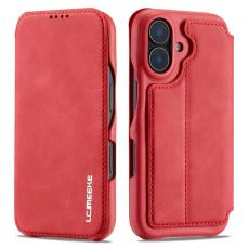 LC.imeeke - LC.IMEEKE iPhone 16 Plus Fodral Card Holder KonstL&auml;der - R&ouml;d
