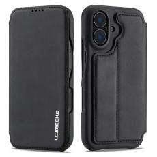 LC.imeeke - LC.IMEEKE iPhone 16 Plus Fodral Card Holder KonstL&auml;der - Svart