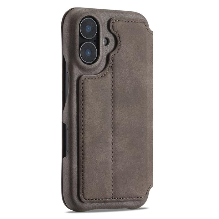 LC.imeeke - LC.IMEEKE iPhone 16 Plus Fodral Card Holder KonstLäder - Brun
