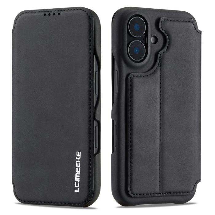 LC.imeeke - LC.IMEEKE iPhone 16 Plus Fodral Card Holder KonstLäder - Svart