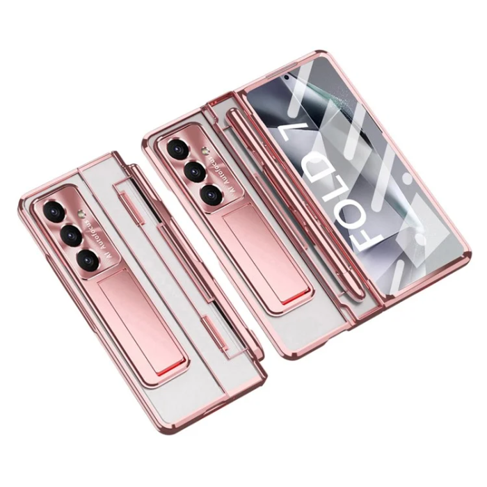 A-One Brand - Galaxy Z Fold 7 Mobilskal med Skärmskydd och Stylus - Roséguld