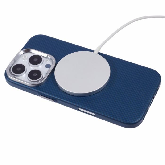 X-Level - X-LEVEL Mobilskal till iPhone 16 Pro MagSafe Kolfiber + Metallram Blå