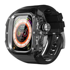A-One Brand - Armband F&ouml;r Apple Watch Ultra 1/2/3 (49mm) Silikon med Skal - Svart/St&aring;l
