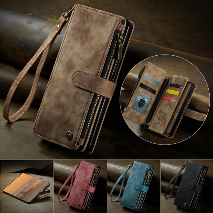 Caseme - CASEME Galaxy Z Fold 7 Plånboksfodral Med Rem läder - Brun