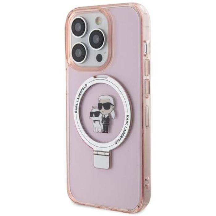 KARL LAGERFELD - KARL LAGERFELD iPhone 15 Mobilskal MagSafe Ringställ - Rosa