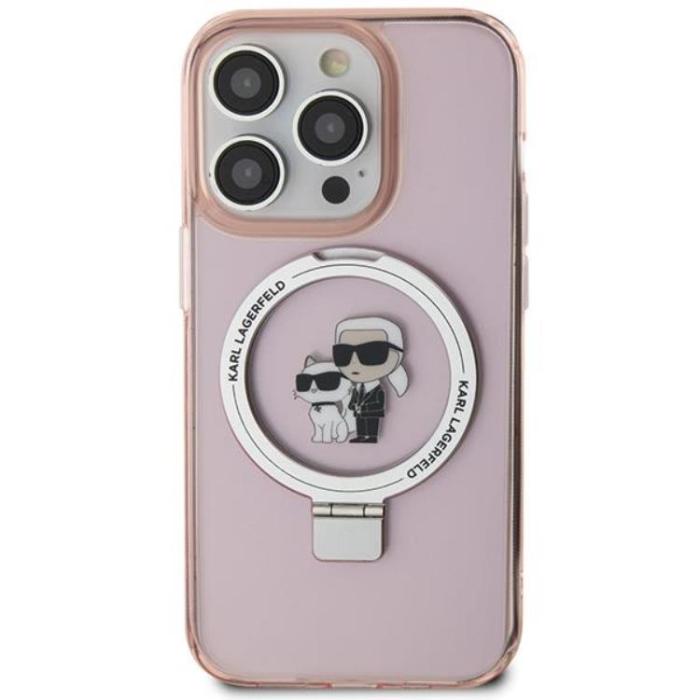 KARL LAGERFELD - KARL LAGERFELD iPhone 15 Mobilskal MagSafe Ringställ - Rosa