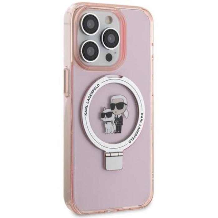 KARL LAGERFELD - KARL LAGERFELD iPhone 15 Mobilskal MagSafe Ringställ - Rosa