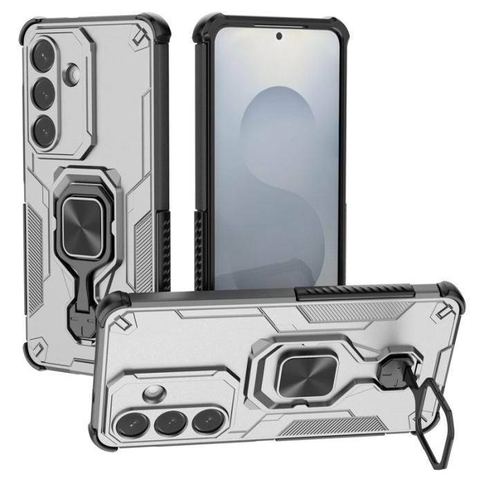 OEM - Samsung Galaxy S26 Skal Rotatable Ring Kickstand Plast - Titangrå