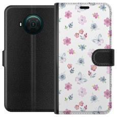 iSecrets - Plånboksfodral till Nokia X20 med Blommor och fjärillar