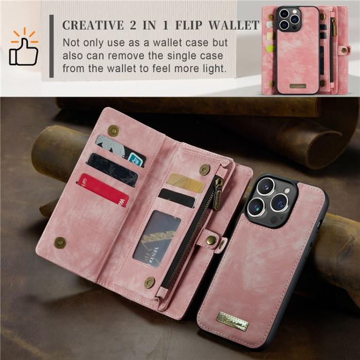 Caseme - CASEME iPhone 15 Pro Plånboksfodral 008 Detachable - Rosa