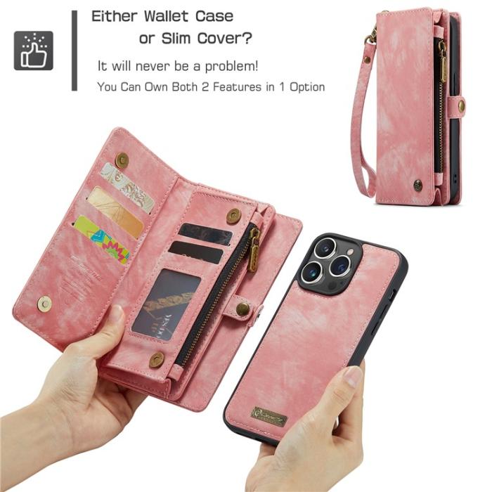 Caseme - CASEME iPhone 15 Pro Plånboksfodral 008 Detachable - Rosa