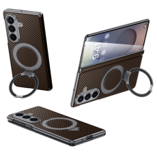 SULADA - SULADA Galaxy Z Fold 7 Mobilskal MagSafe Carbon Fiber - Brun