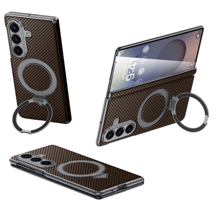 SULADA - SULADA Galaxy Z Fold 7 Mobilskal MagSafe Carbon Fiber - Brun