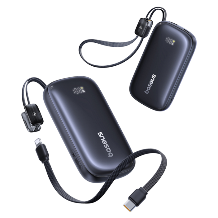 BASEUS - Baseus Powerbank 10000mAh 45W med USB-C till Lightning Kabel - Svart