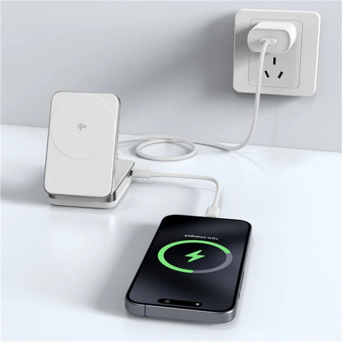 OEM - Qi2 MagSafe Trådlös Laddare iPhone, Airpods 15W YF-M29 - Vit