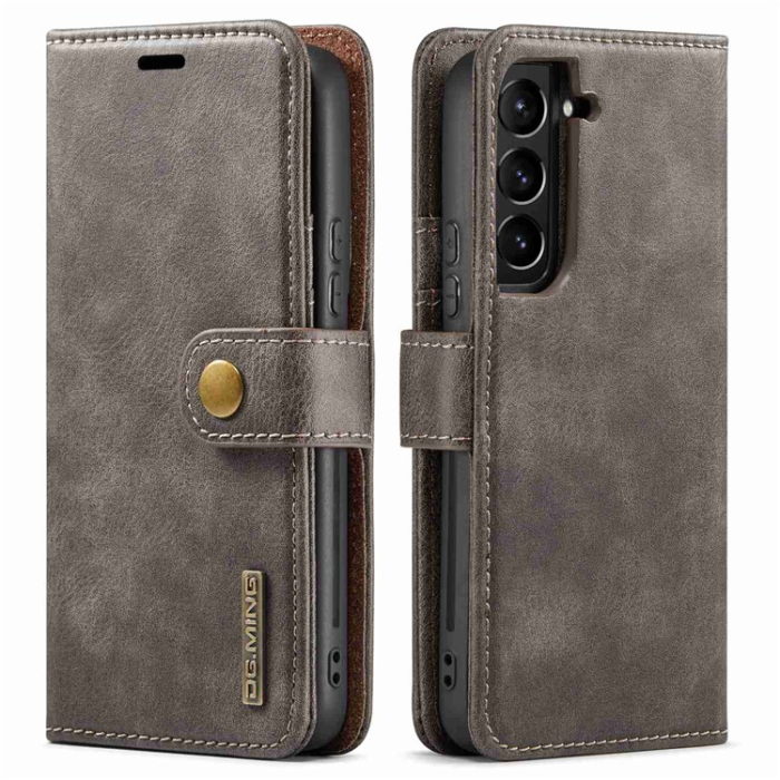 DG.MING - DG.MING Galaxy S23 Plånboksfodral 2in1 Äkta Läder - Grå