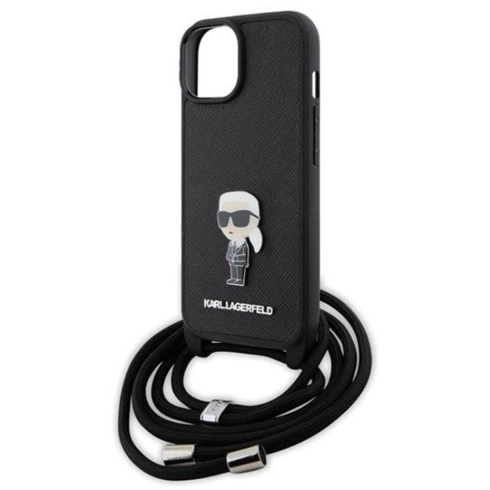 KARL LAGERFELD - KARL LAGERFELD iPhone 15 Halsbandsskal Monogram Metal Pin - Svart