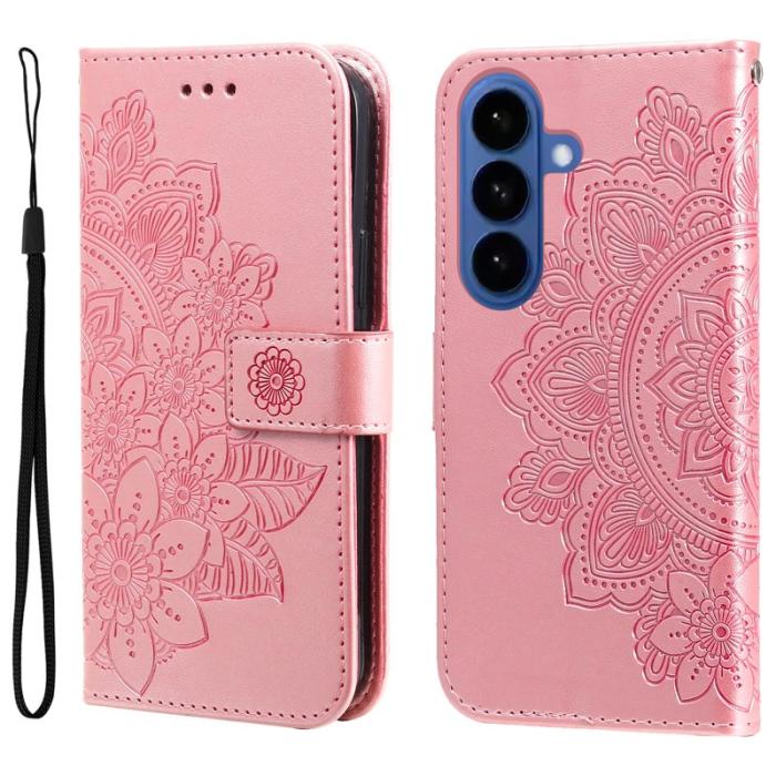 OEM - ABEEL Samsung Galaxy S26 Plus Plånboksfodral Konstläder Blommönster - Rosa
