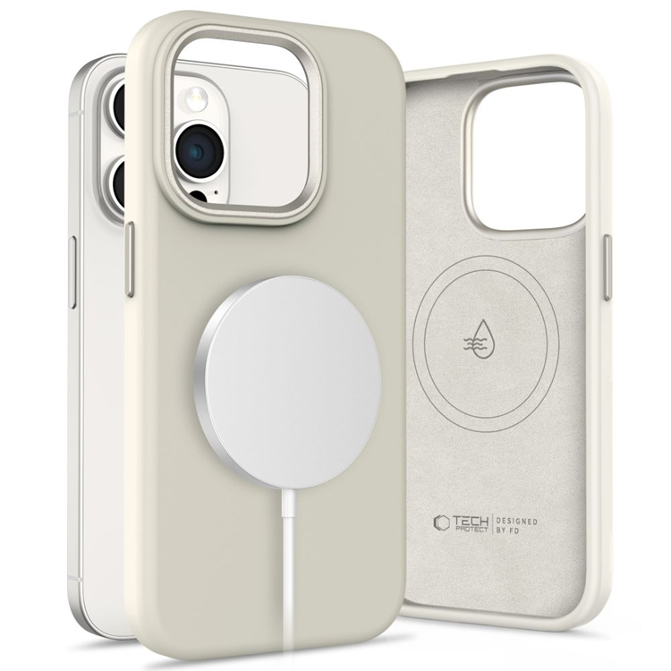 Tech-Protect iPhone 15 Pro Mobilskal Magsafe Silikon Pure - Cosmic Latte | 2353 | AlltMobil