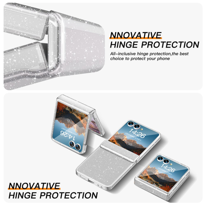 A-One Brand - Galaxy Z Flip7 Mobilskal Hinge Protection - Klart glitter