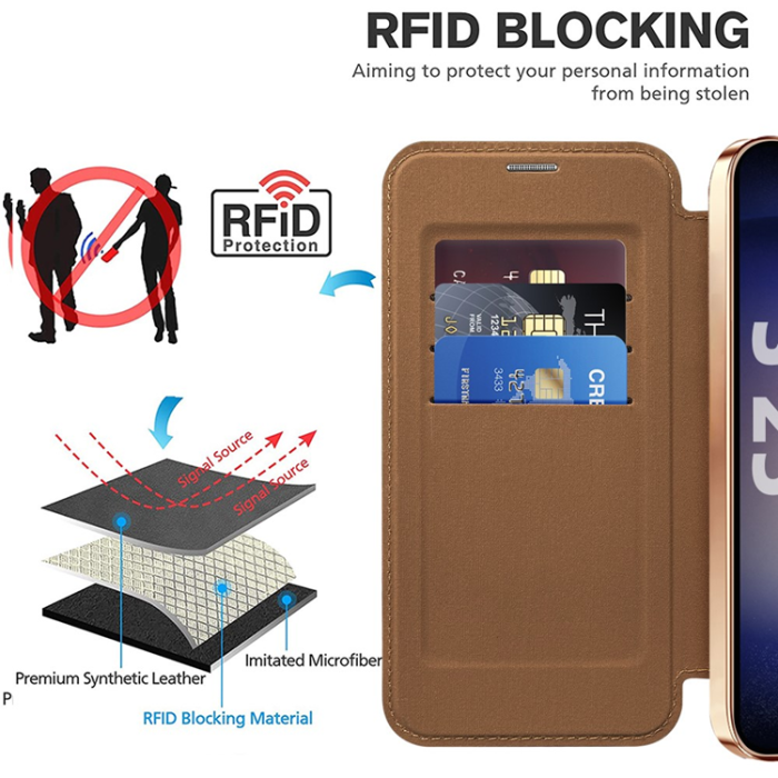 A-One Brand - Galaxy S25 Plus Plånboksfodral MagSafe RFID Blocking - Brun