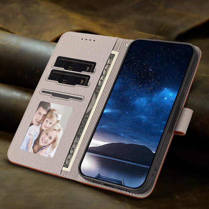 A-One Brand - Galaxy S26 Edge Plånboksfodral Solid Color Läder - Kaffe