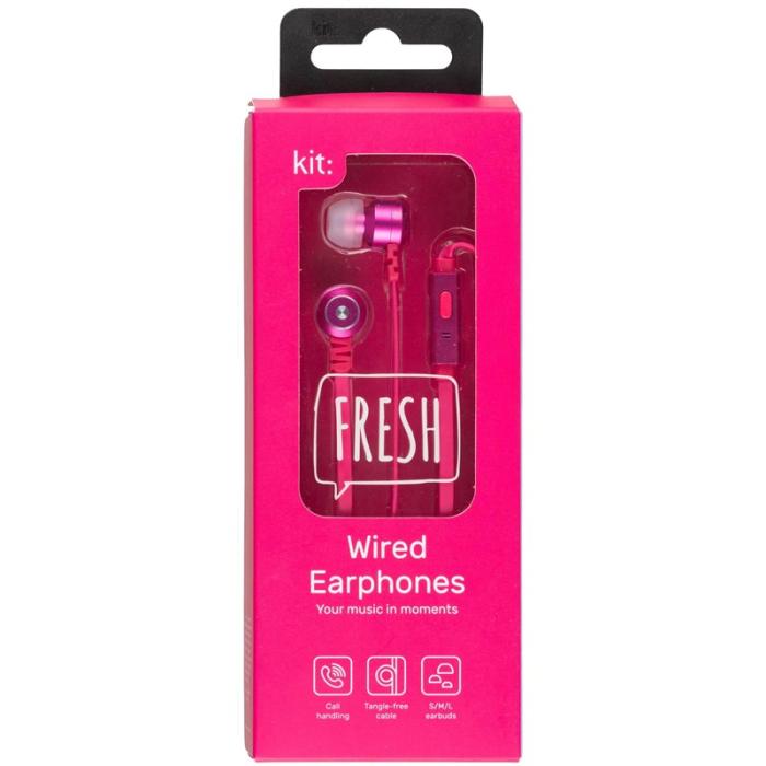 Kitsound - Kit Fresh Hörlur Ribbon 3,5mm In-Ear - Rosa
