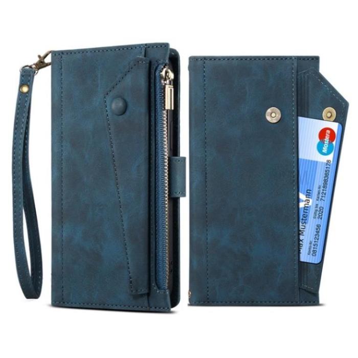 ESEBLE - ESEBLE Google Pixel 6a Plånboksfodral Zippered Kickstand - Blå