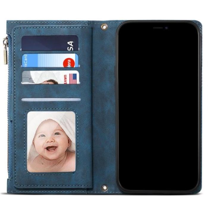 ESEBLE - ESEBLE Google Pixel 6a Plånboksfodral Zippered Kickstand - Blå