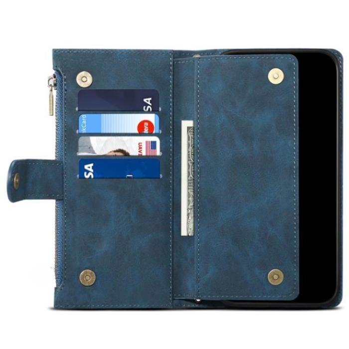 ESEBLE - ESEBLE Google Pixel 6a Plånboksfodral Zippered Kickstand - Blå