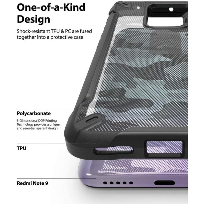 UTGATT5 - Ringke - Fusion X Xiaomi Redmi Note 9 - Camo Svart