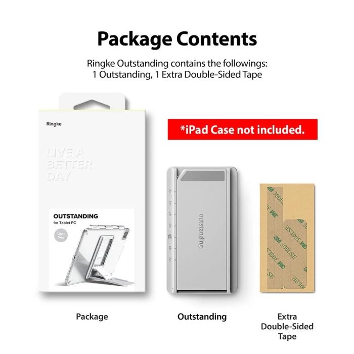 UTGATT4 - Ringke Outstanding Adjustable Tablet Kickstand - Rosa