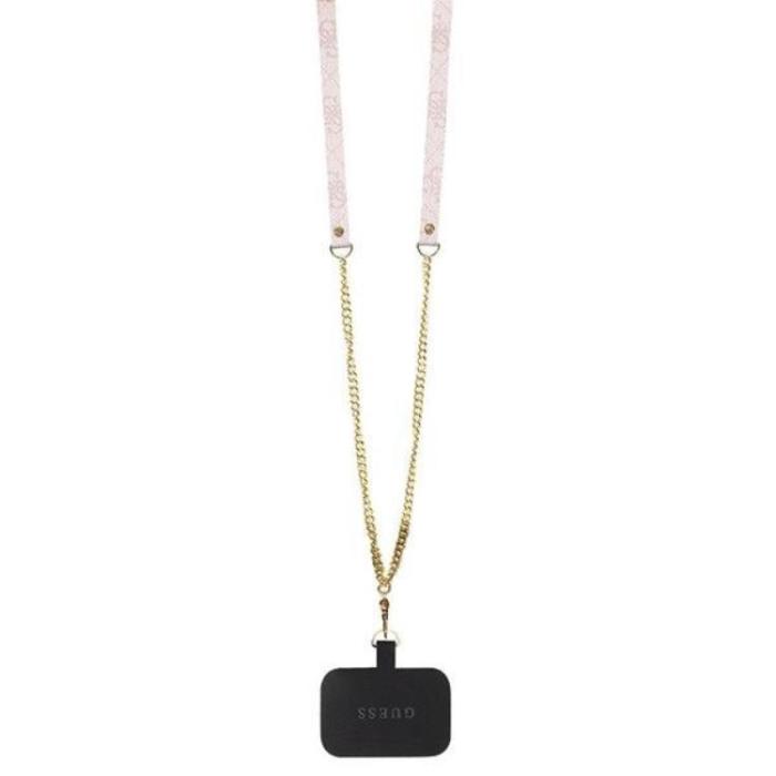 Guess - Guess iPhone 14 Pro Max Mobilskal Crossbody Metall Logo - Rosa