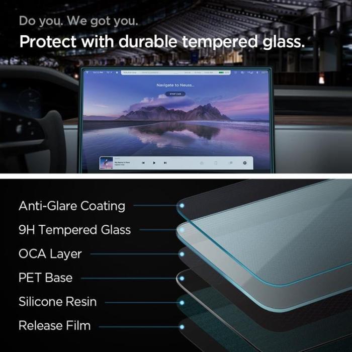 Spigen - Spigen Tesla Model (X 2022/S 2021) Härdat Glas Skärmskydd EZ FIT