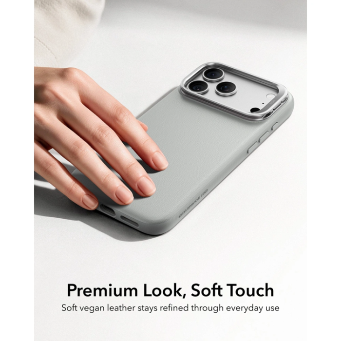 ESR - ESR Mobilskal För iPhone 18 Pro Max/17 Pro Max Magsafe Läder Kickstand - Grå